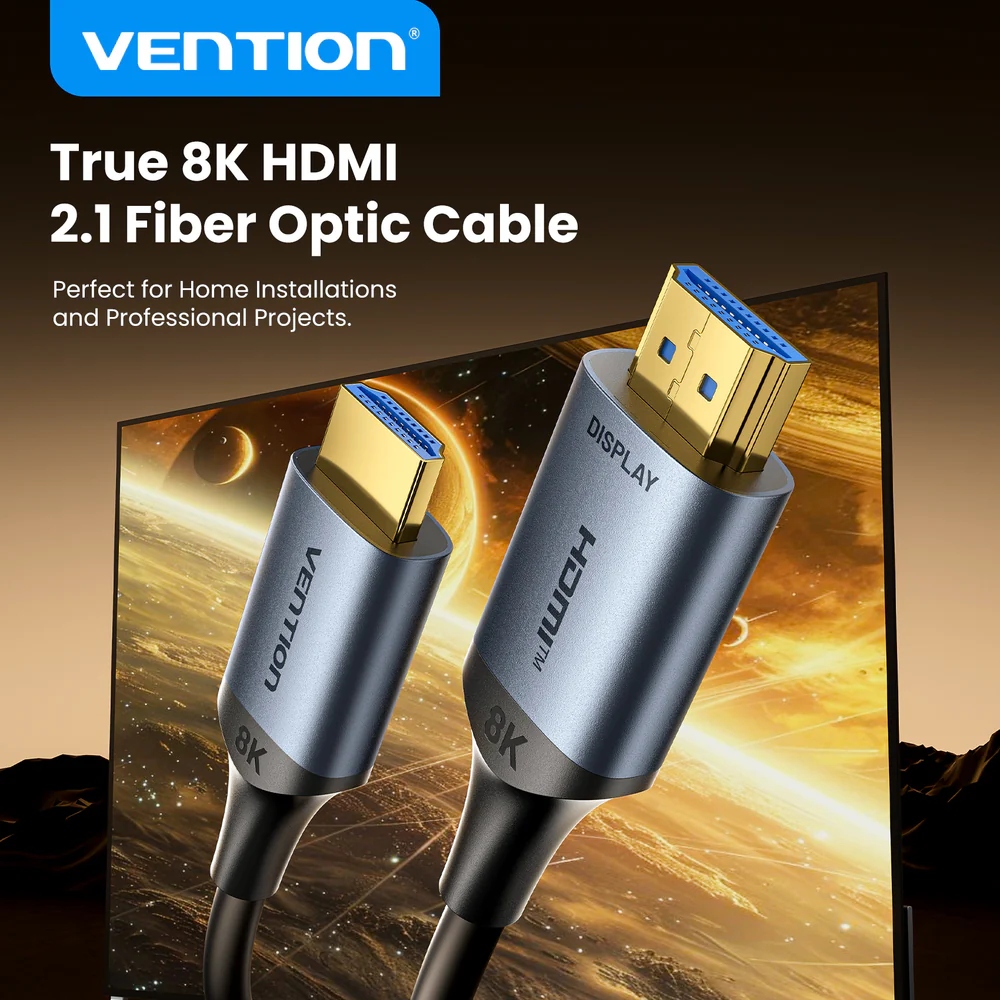 Кабель HDMI M - M, 20.0м, Optical V2.1, 8K 60Гц 48Gbps Aluminum Alloy, сірий Vention (ALTHQ) на малюнкі №3