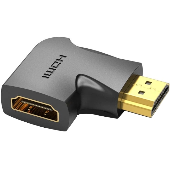 Перехідник HDMI F -- HDMI M, кут 90°, лівий, PVC, чорний, Vention (AIPB0) на малюнкі №1