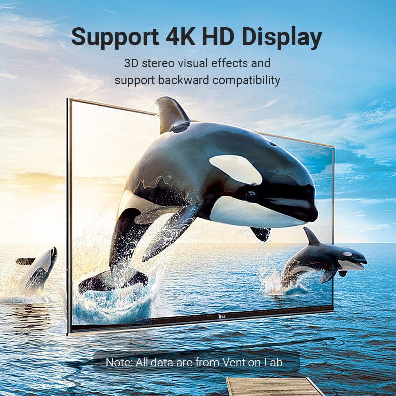 Перехідник HDMI F -- HDMI M, кут 90°, лівий, PVC, чорний, Vention (AIPB0) на малюнкі №5