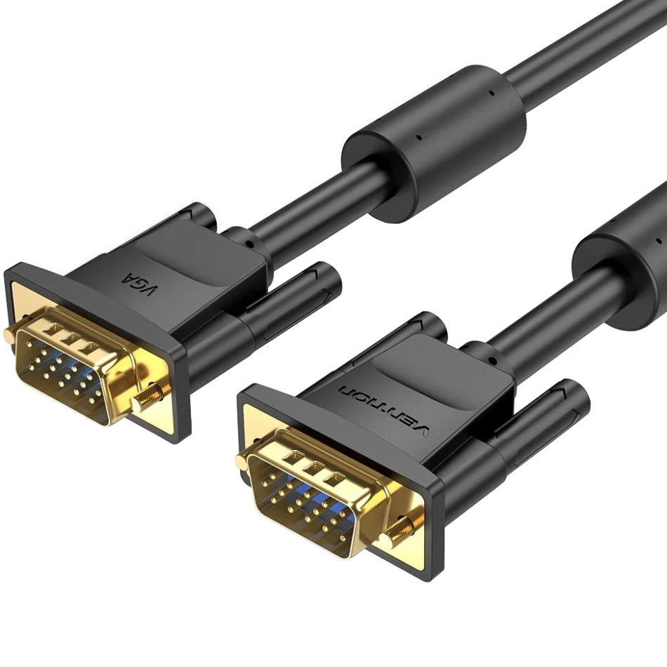 Кабель VGA 15M-15M, 5.0 м, з ферритами, чорний Vention (DAEBJ) на малюнкі №1