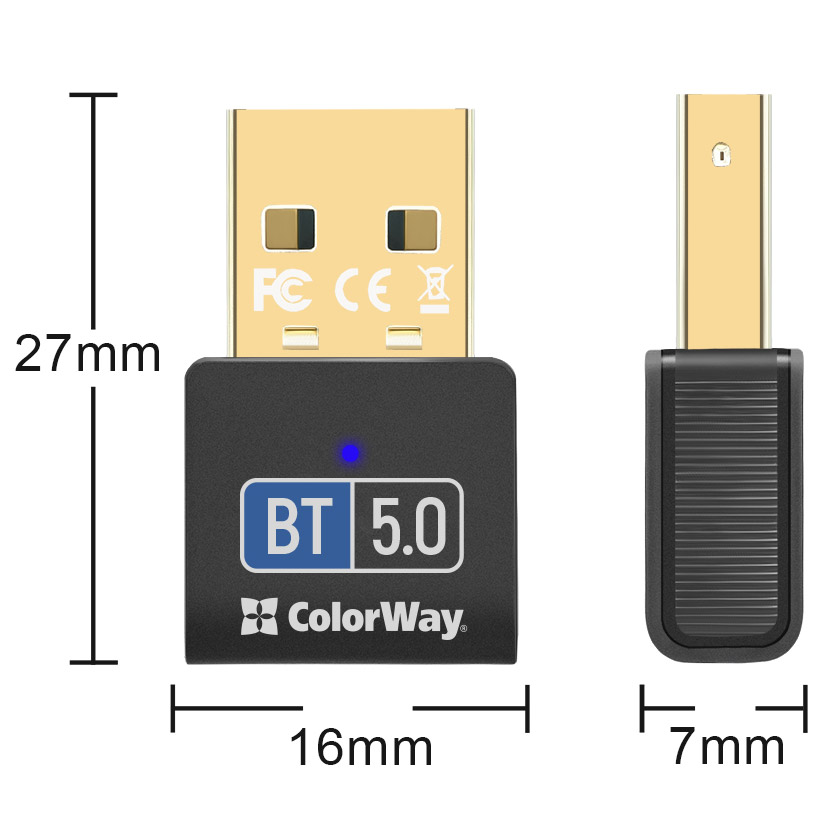 Адаптер Bluetooth v5.0 USB, чорний Colorway (CW-AD-BT50) на малюнкі №6