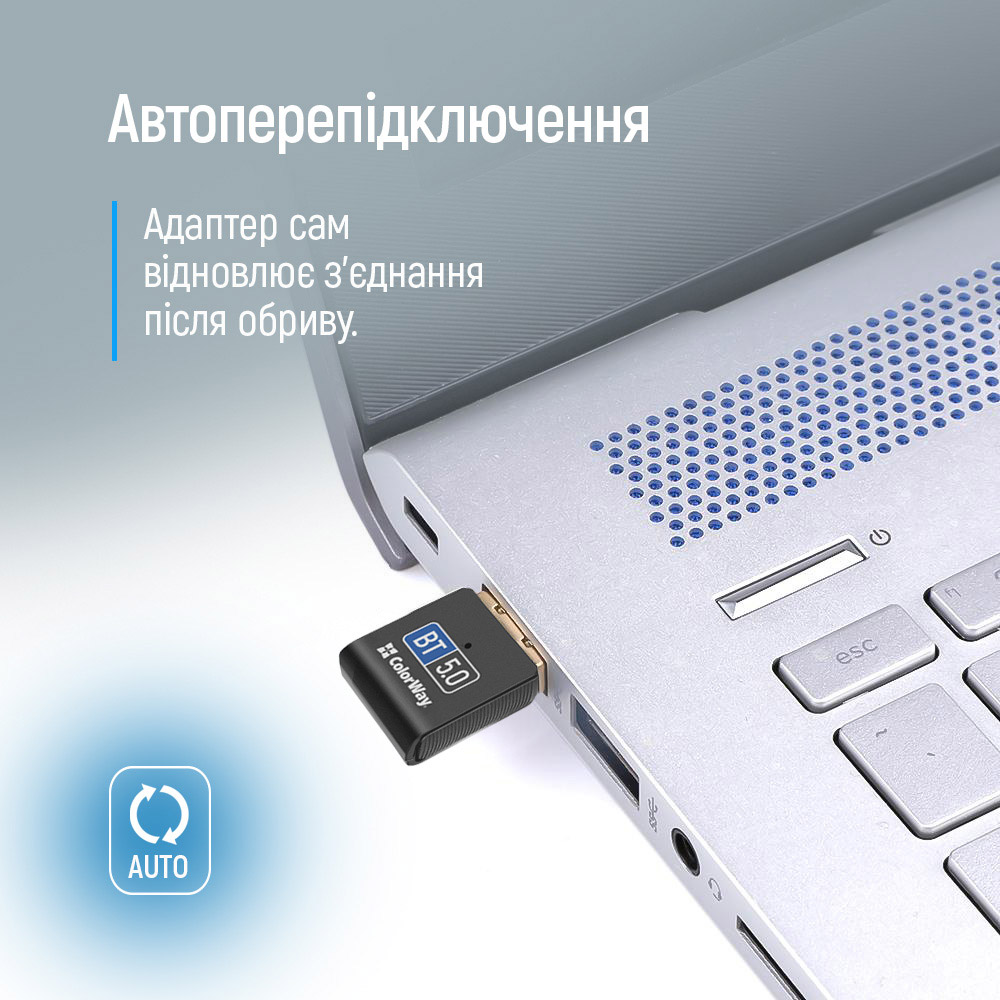 Адаптер Bluetooth v5.0 USB, чорний Colorway (CW-AD-BT50) на малюнкі №8