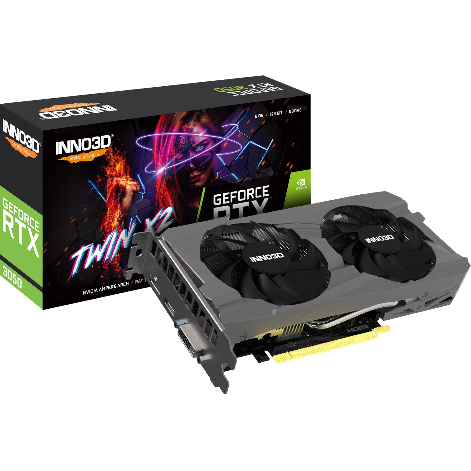 GeForce RTX3050 Inno3D Twin X2 V2, 8GB GDDR6 128bit PCI-E 4.0 (N30502-08D6-1711VA41) на малюнкі №3