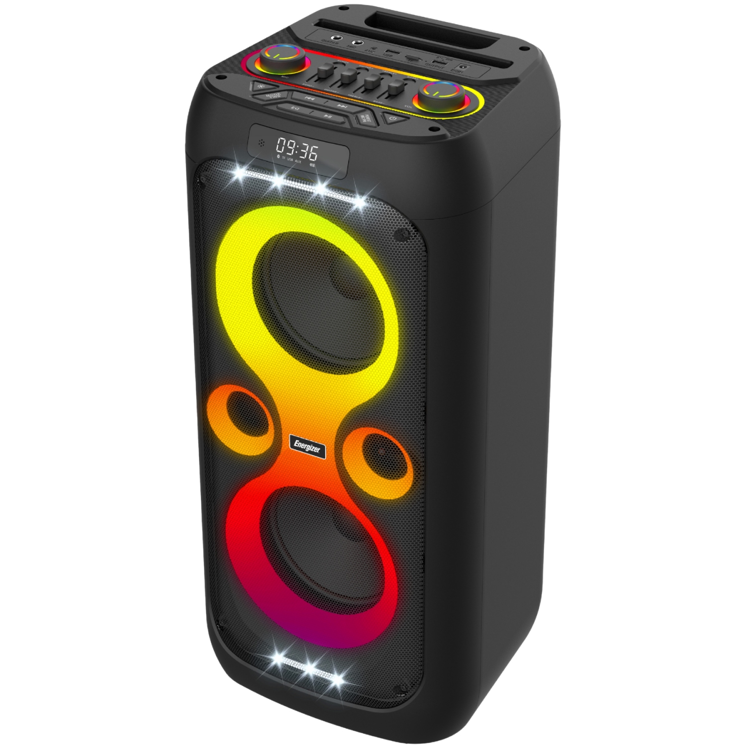 Акустична система 1.0 Energizer 50Вт Bluetooth 5.3/RMS/TF/USB/AUX/TWS/MIC, Dual 6.5” Drivers чорна (BTS566) Чорний на малюнкі №4
