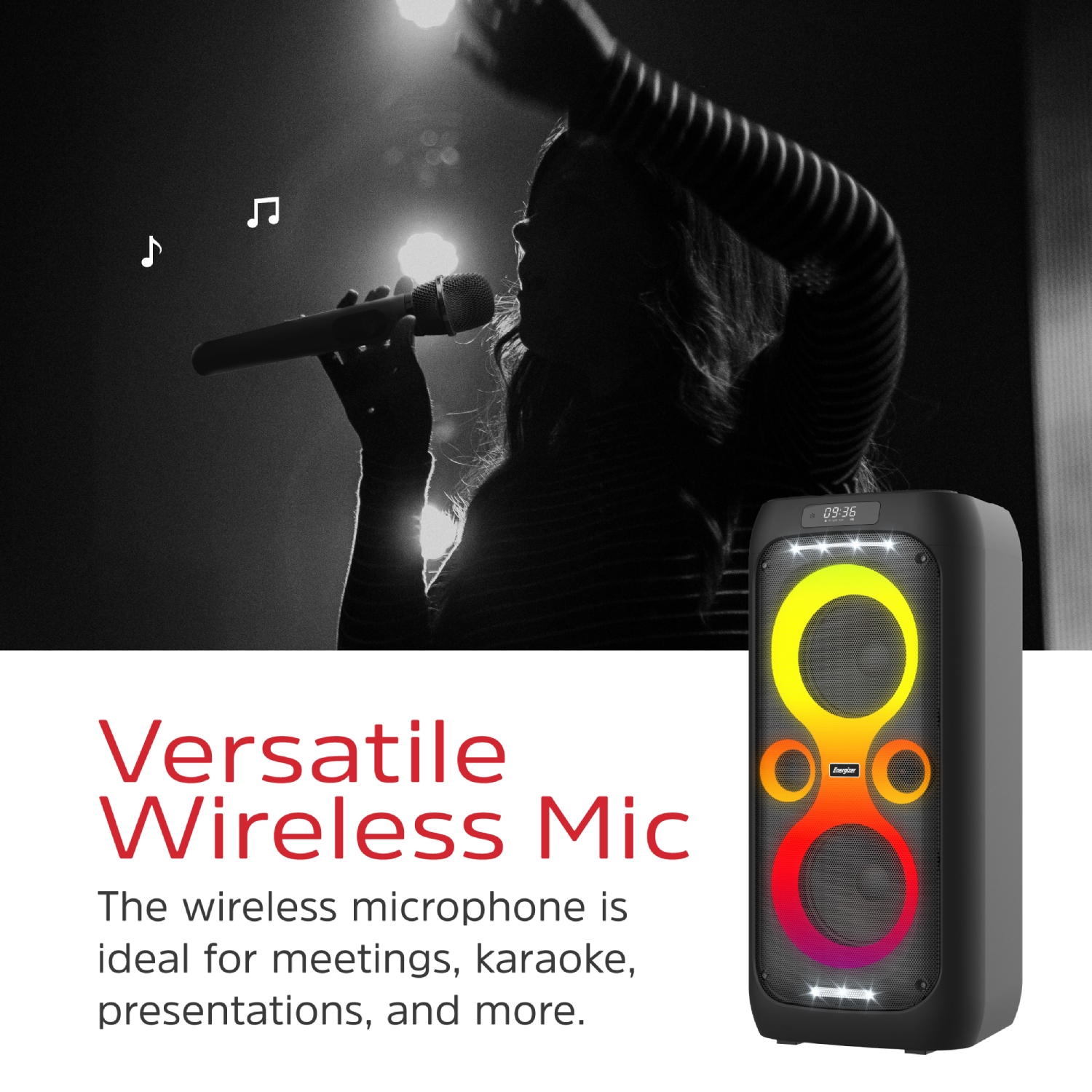 Акустична система 1.0 Energizer 50Вт Bluetooth 5.3/RMS/TF/USB/AUX/TWS/MIC, Dual 6.5” Drivers чорна (BTS566) Чорний на малюнкі №10