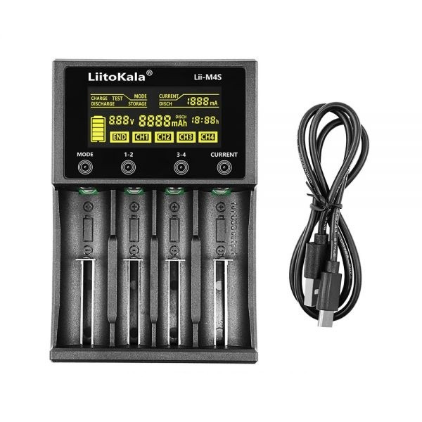 Зарядний пристрій LiitoKala Lii-M4S, 4х(Lion/NiMH/NiCd), PowerBank, discharge function, display (Lii-M4S) на малюнкі №1