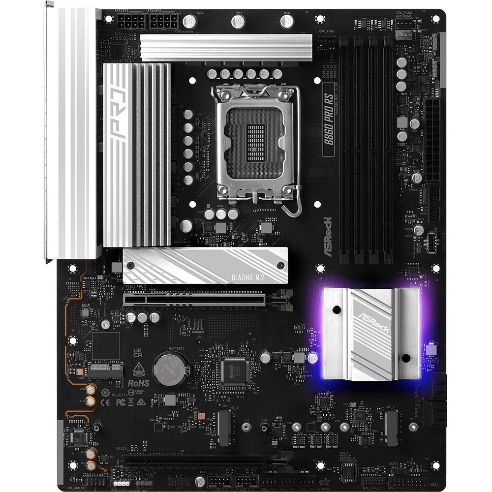 AsRock (1851/B860, 4*DDR5, 2*PCIex16, HDMI/DP, 4xSATA, 3xM.2, 2.5Glan, 7.1ch, ATX) (B860 Pro RS) на малюнкі №1