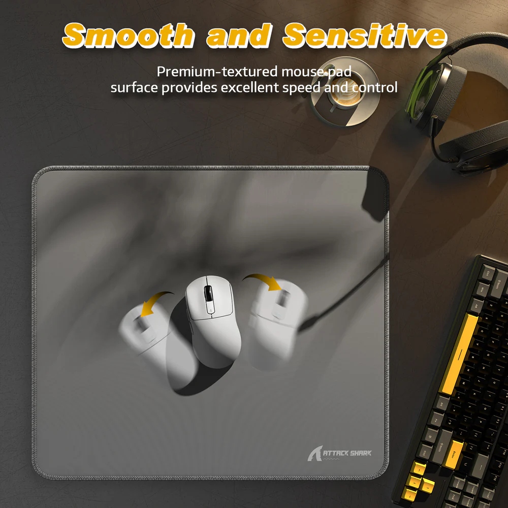Ігрова поверхня Attack Shark CM02 450x400x4мм Light grey (CM02LGR_AS) Сірий на малюнкі №3