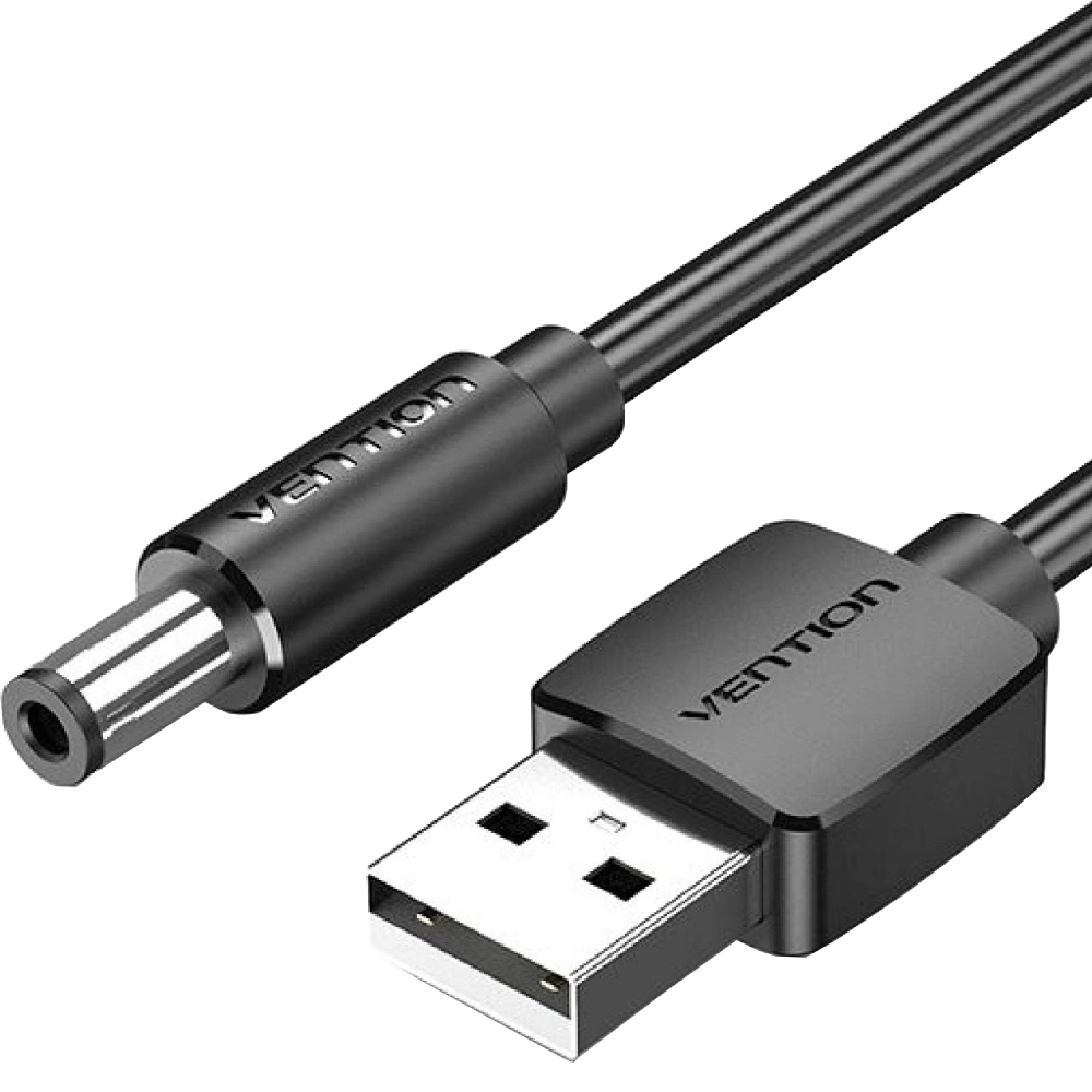 Кабель живлення USB AM - 5.5mm DC Power PVC 5V 3A, Black 1.5м Vention (CEYBG) на малюнкі №2