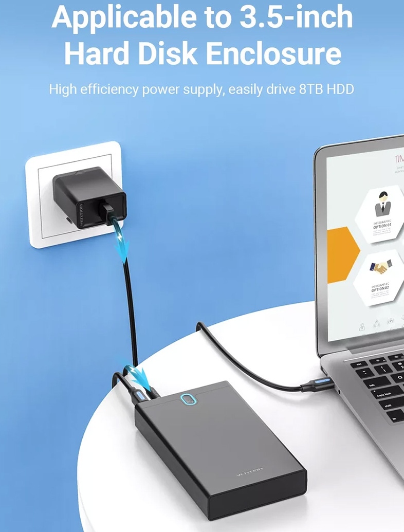 Кабель живлення USB AM - 5.5mm DC Power PVC 5V 3A, Black 1.5м Vention (CEYBG) на малюнкі №5