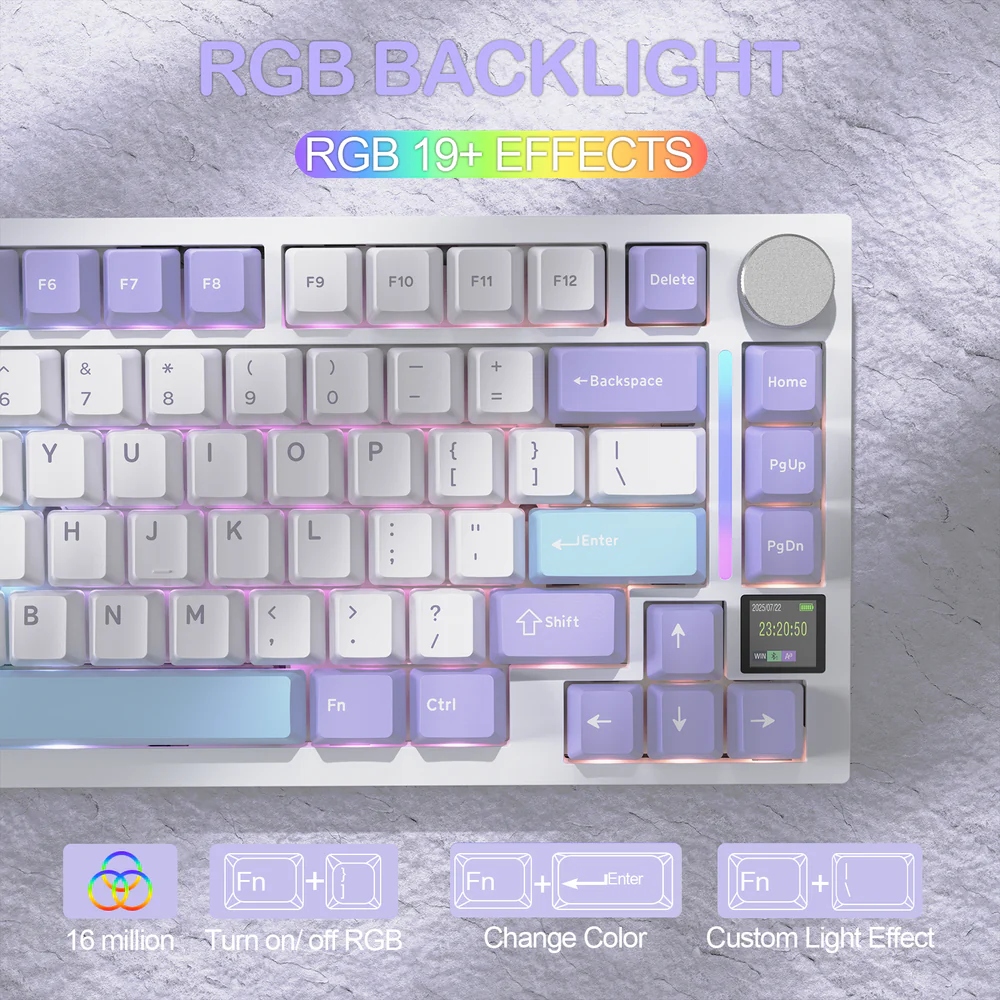 Клавіатура ігрова механічна Attack Shark X820 Ultra 81кл. RGB, Wireless, Gift Axis White (X820ULTRAGA_AS) Білий на малюнкі №4