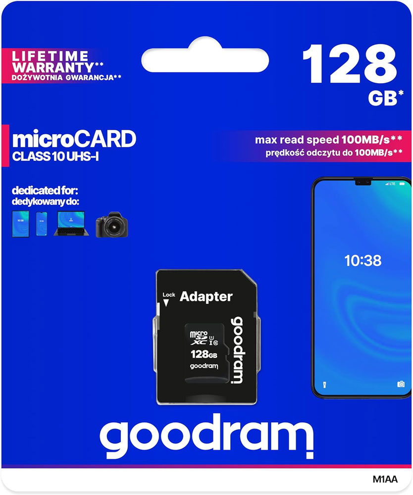 Memory card microSDXC 128Gb GoodRAM (class 10 UHS I U1) Retail + adapter (M1AA-1280R12) на малюнкі №5