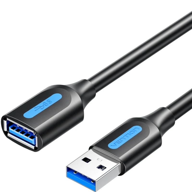 Кабель продовжувач USB 3.2 AM/AF 1.0м, 10Gbps, PVC Type, чорний, Vention (CBOBF) Чорний на малюнкі №1