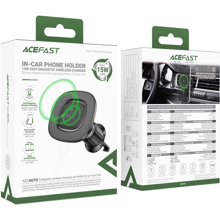 Автомобільне кріплення для смартфона D46 Magnetic wireless charging Acefast (6974316284109) на малюнкі №4