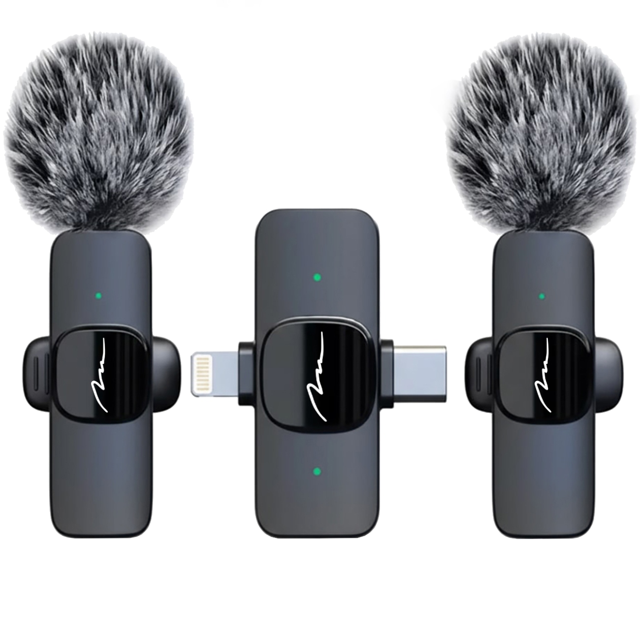 Бездротовий петличний мікрофон Media-Tech USB-C/Lightning 2-Pack Micro-Mic Duo Black (MT416) Чорний на малюнкі №1