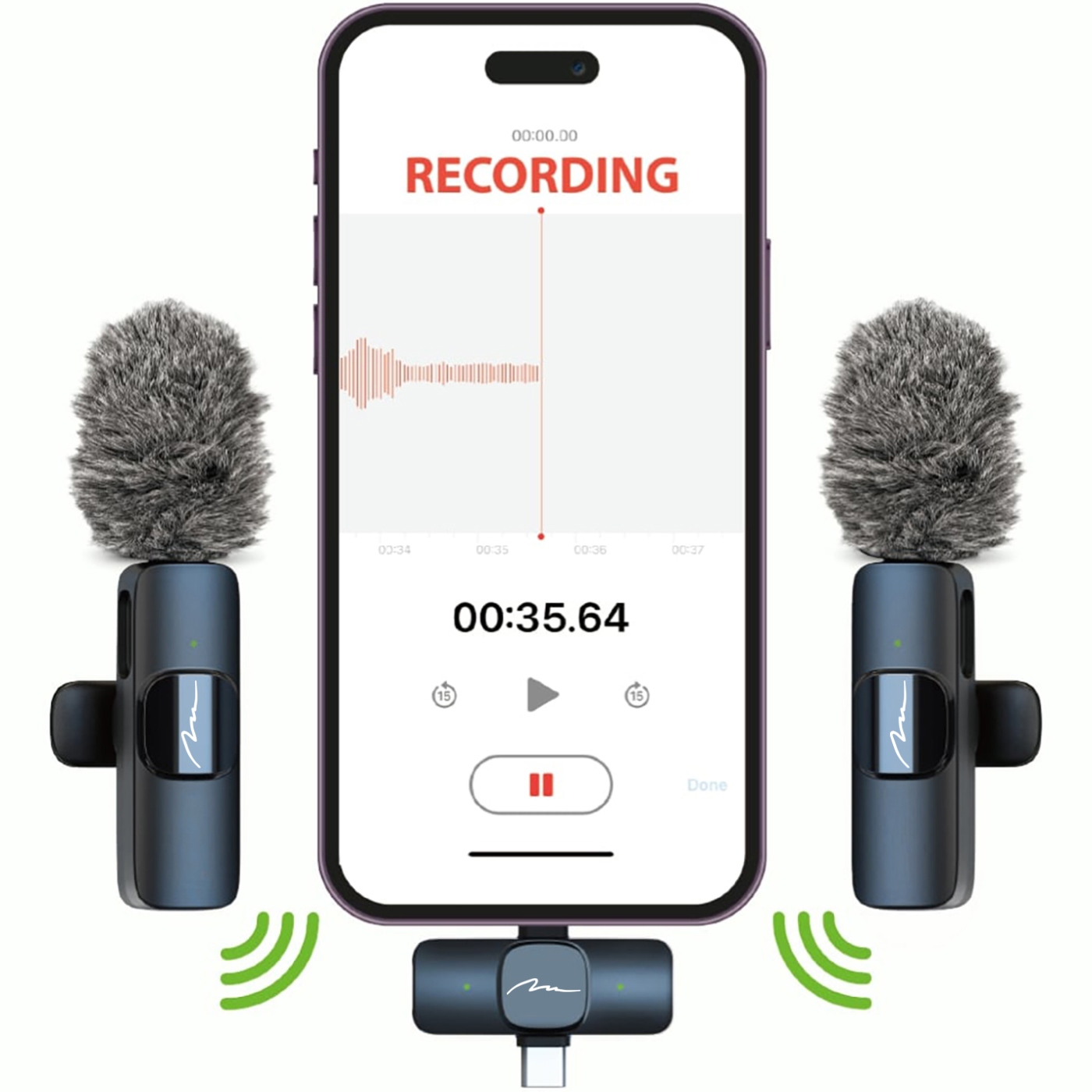 Бездротовий петличний мікрофон Media-Tech USB-C/Lightning 2-Pack Micro-Mic Duo Black (MT416) Чорний на малюнкі №5