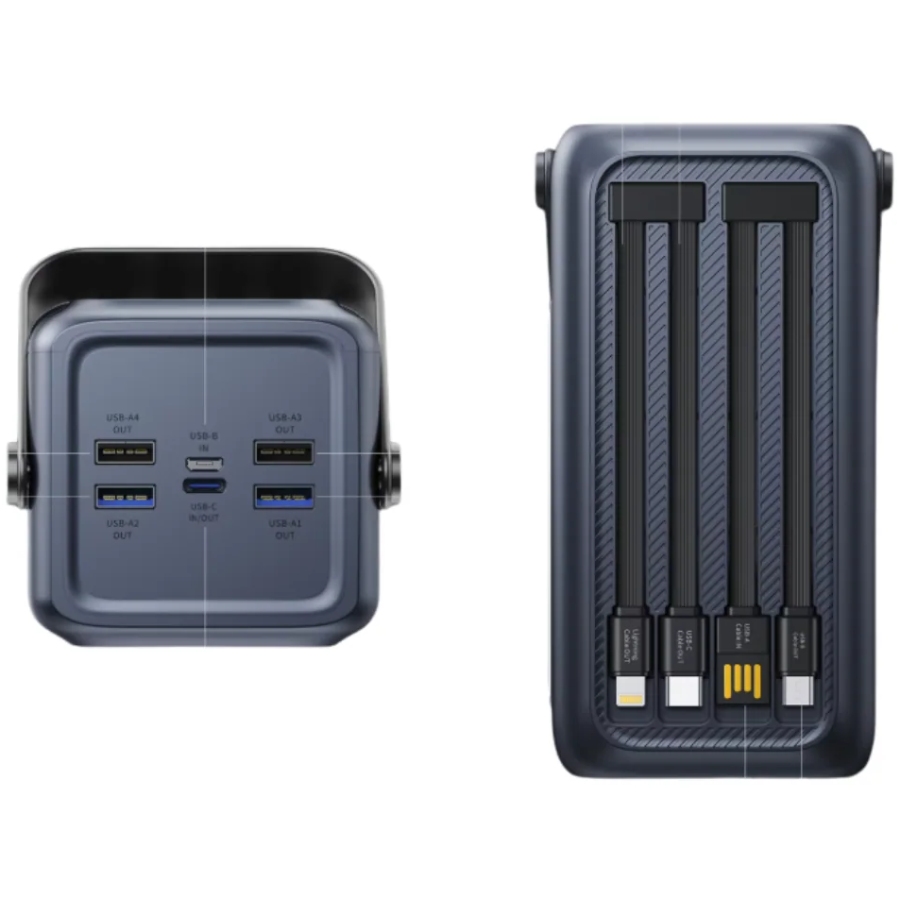 УМБ Vention 50000mAh 22,5W PD,QC, 4xUSB-A/Micro-B/USB-C/ with Built-in cables Gray (FKWH0) на малюнкі №2