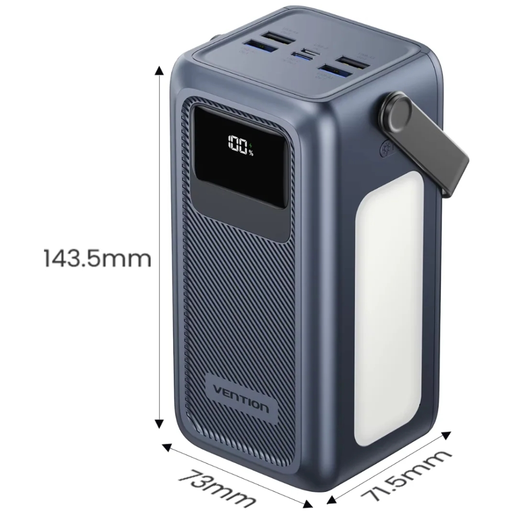 УМБ Vention 50000mAh 22,5W PD,QC, 4xUSB-A/Micro-B/USB-C/ with Built-in cables Gray (FKWH0) на малюнкі №4