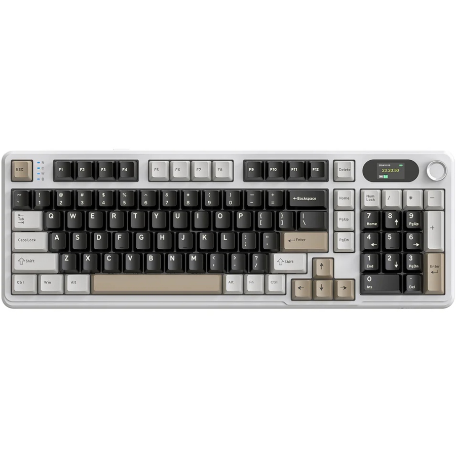 Клавіатура ігрова механічна Attack Shark X98 Pro 99кл. RGB, Wireless, TFT disp, Cheese white (X98PROCW_AS) Білий на малюнкі №1