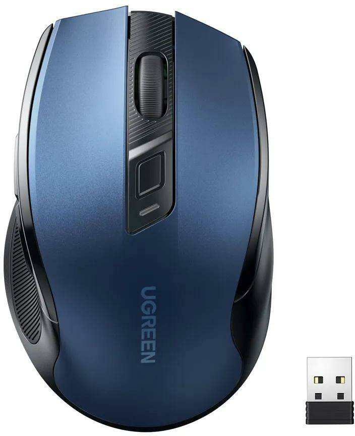 Мишка UGREEN 2.4GHz MU006, бездротова, 4000dpi, 4кн,Silence Design, Синя (15064) Синій на малюнкі №1