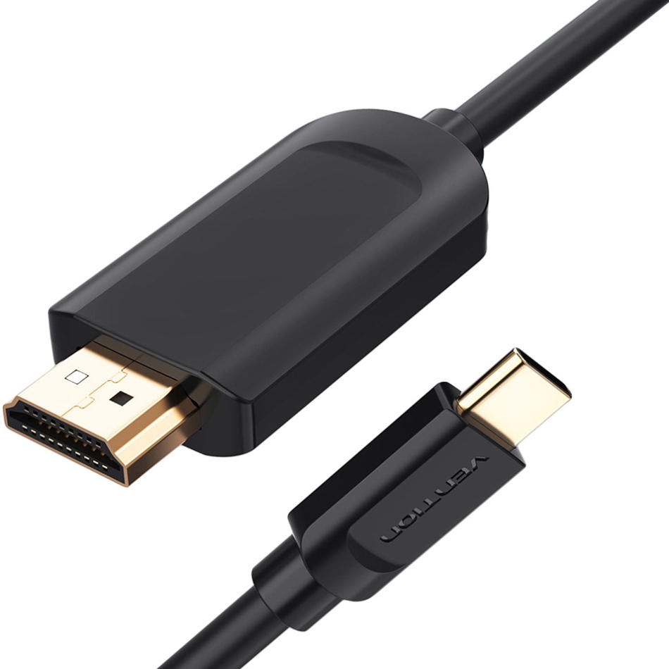 Кабель USB 3.1 Type-C M - HDMI M, 1.5m 4K 30 Гц Thunderbolt 3 HDCP2.2 PVC Black Vention (CGUBG) на малюнкі №2