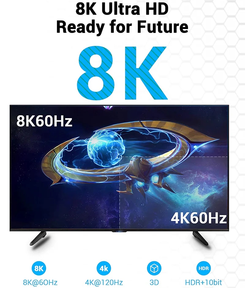 Кабель HDMI M - M, 10.0м, V2.1, Engineering 8K 60Гц 48Gbps PVC Black Vention (AANBL) на малюнкі №2