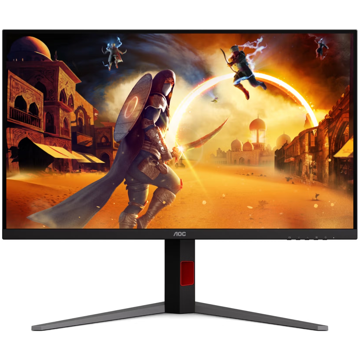 TFT 31.5 AOC U32G4U, Fast IPS, 160Гц, 2xHDMI, DP, USB-hub, HAS, Pivot, чорно-червоний (U32G4U) чорний з червоним на малюнкі №1