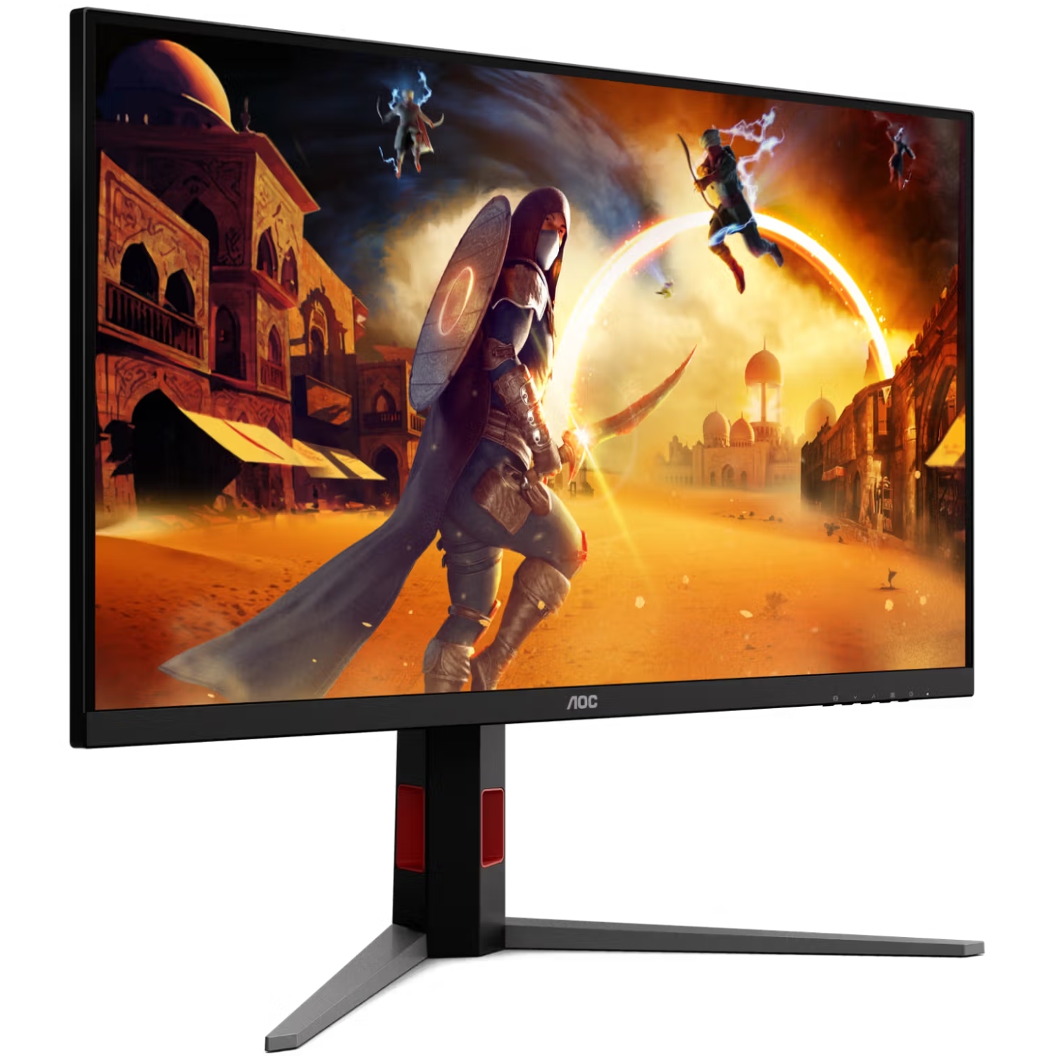 TFT 31.5 AOC U32G4U, Fast IPS, 160Гц, 2xHDMI, DP, USB-hub, HAS, Pivot, чорно-червоний (U32G4U) чорний з червоним на малюнкі №2