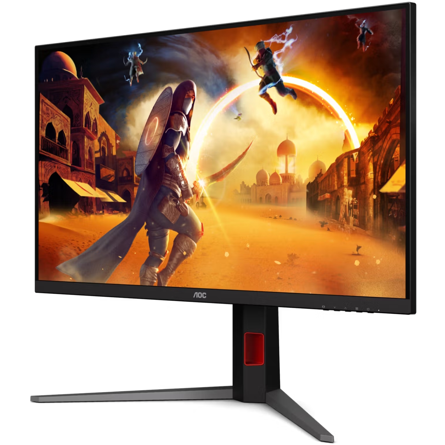 TFT 31.5 AOC U32G4U, Fast IPS, 160Гц, 2xHDMI, DP, USB-hub, HAS, Pivot, чорно-червоний (U32G4U) чорний з червоним на малюнкі №3