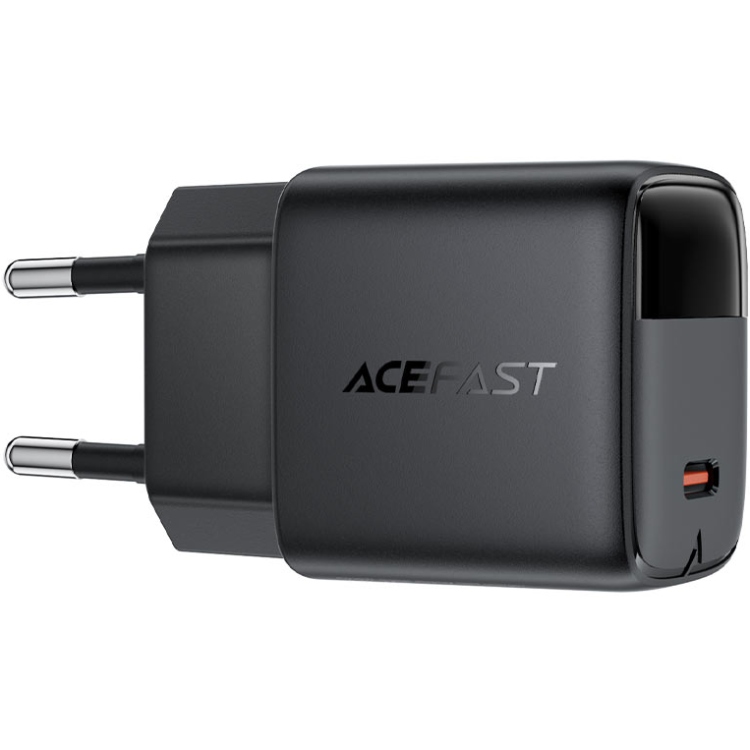Зарядний пристрій 1xUSB-С 30W with digital display Gan A115 Black Acefast (6974316284444) на малюнкі №2