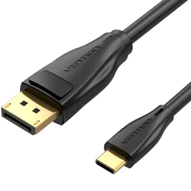 Кабель USB 3.1 Type-C M - DisplayPort M, 2.0м v.1.4 8K60Hz Aluminum Alloy чорний Vention (CGYBH) на малюнкі №2