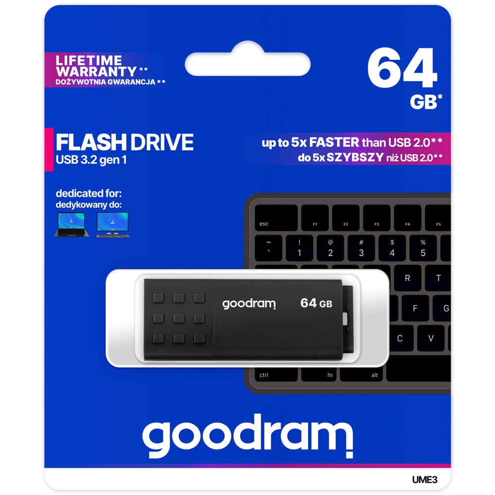 USB Flash GoodRAM 64GB USB 3.0 UME3 Black, Retail (UME3-0640K0R11) Чорний на малюнкі №5