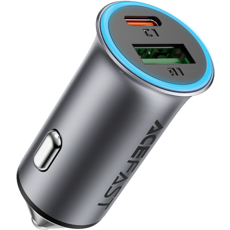 Автозарядка 2xUSB 95W (USB-C + USB-A) + cable USB-C B16 Acefast (6974316285304) на малюнкі №1