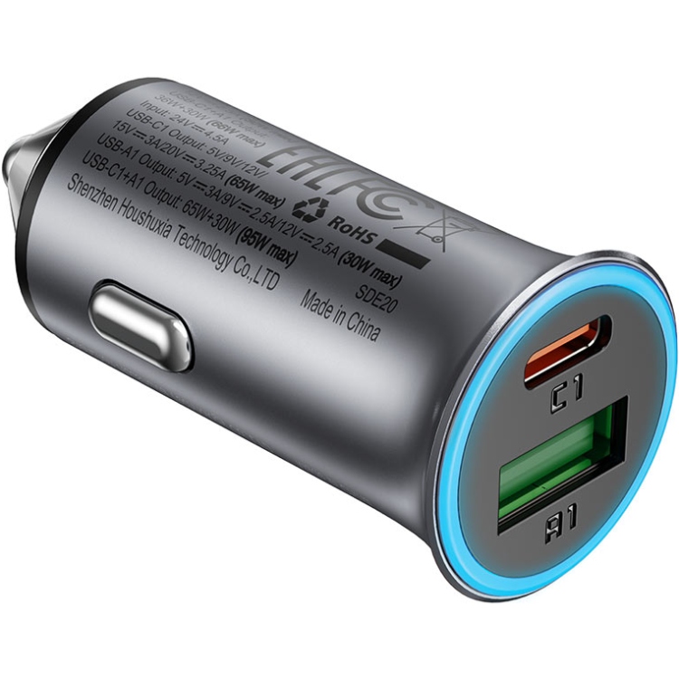 Автозарядка 2xUSB 95W (USB-C + USB-A) + cable USB-C B16 Acefast (6974316285304) на малюнкі №3