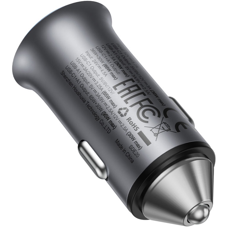 Автозарядка 2xUSB 95W (USB-C + USB-A) + cable USB-C B16 Acefast (6974316285304) на малюнкі №4