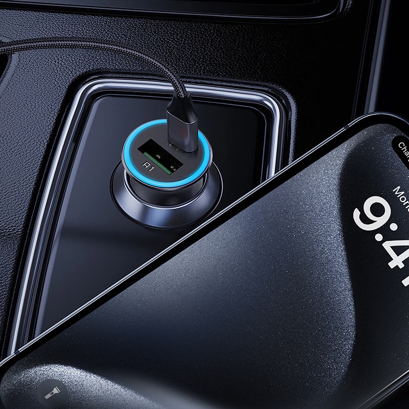 Автозарядка 2xUSB 95W (USB-C + USB-A) + cable USB-C B16 Acefast (6974316285304) на малюнкі №7