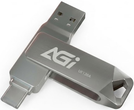 USB Flash AGI UE138A 32GB Dual Drive USB-C & USB-A USB 3.2 Gen1 Metal, Retail (AGI032G32UE138A-RT) на малюнкі №3