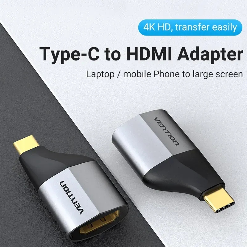 Перехідник USB 3.1 Type-C -- HDMI 2.0 (F), 4K 60Hz Aluminum alloy, Vention сірий (TCAH0) на малюнкі №2