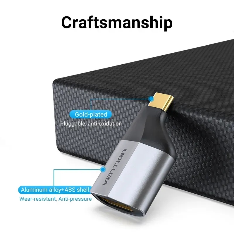 Перехідник USB 3.1 Type-C -- HDMI 2.0 (F), 4K 60Hz Aluminum alloy, Vention сірий (TCAH0) на малюнкі №3