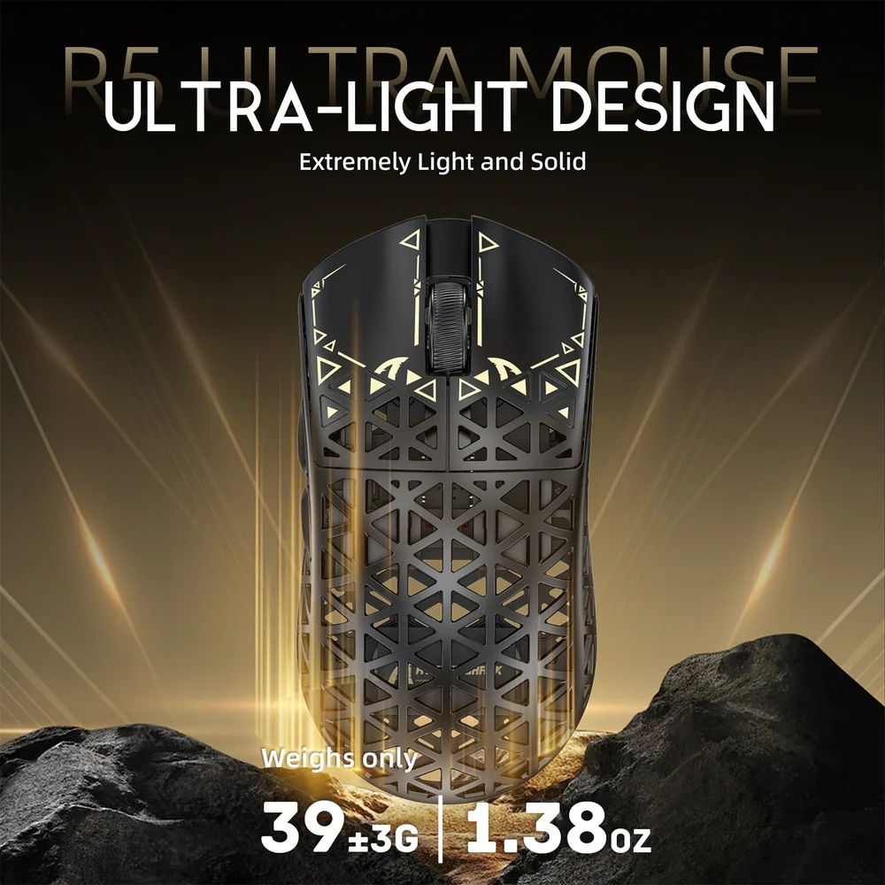 Мишка Attack Shark R5 Ultra, Wireless, PAW3950MAX сенсор, 42000dpi, 6кн, Black (R5ULTRAB_AS) Чорний на малюнкі №4