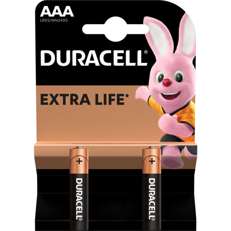 Батарейка AАA/LR03, Лужна, Duracell MN2400, BL (2шт.) (6409628) на малюнкі №1