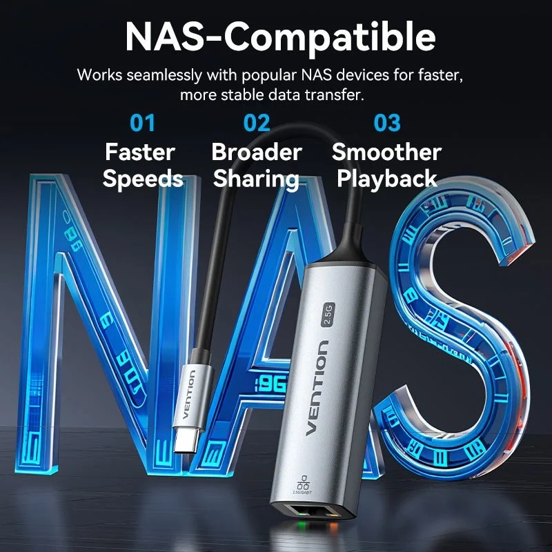 Перехідник USB-С 3.1 -- Ethernet RJ45 2500Mb, Aluminum Alloy, чорний Vention (CFTHB) на малюнкі №5