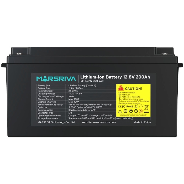 Акумуляторна батарея Marsriva LiFePO4, 12.8V/200Ah, 2.56kWh (MR-LBP12-200-LAR) на малюнкі №1