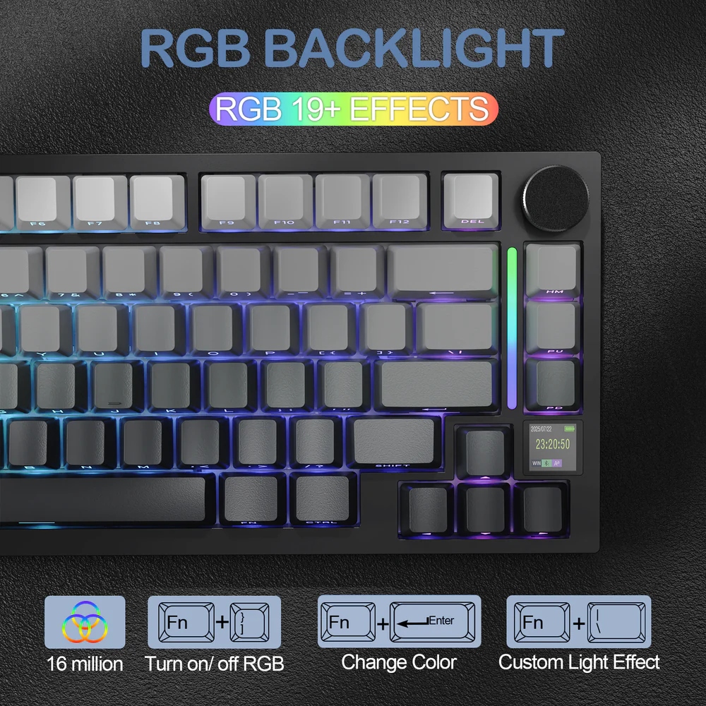 Клавіатура ігрова механічна Attack Shark X820 Ultra 81кл. RGB, Wireless, Shark Axis, Moonlight (X820ULTRASA_AS) Чорний на малюнкі №8