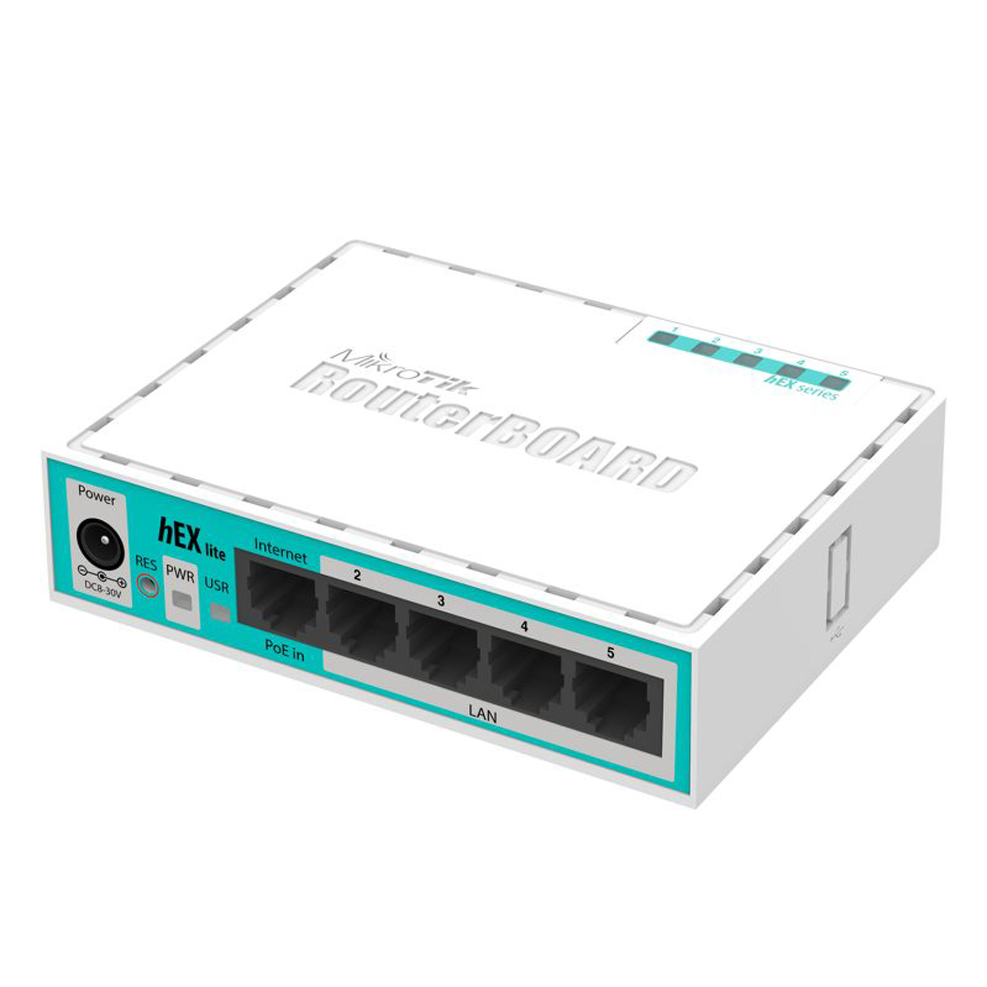 Маршрутизатор Mikrotik hEX lite with 850MHz CPU, 64MB RAM, 5 LAN ports, RouterOS L4, plastic (RB750r2) на малюнкі №1