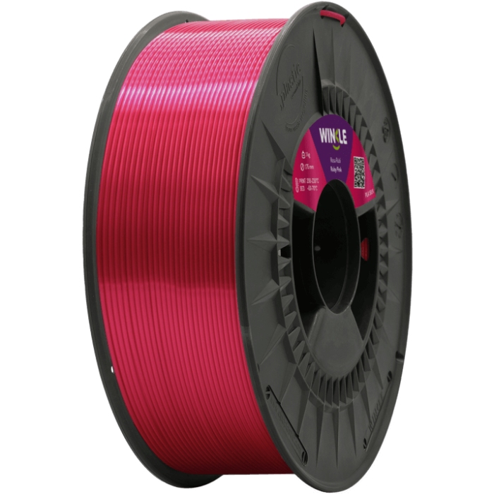 Пластик (Filament) WINKLE PLA SILK 1кг, 1.75мм, рубіново-рожевий (PSI01000175ROSRUBWNK) Рожевий на малюнкі №1
