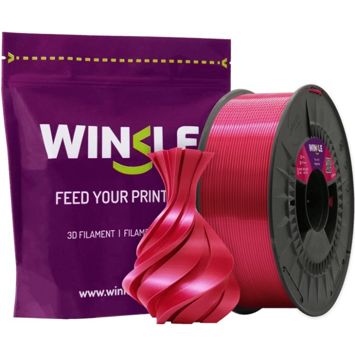 Пластик (Filament) WINKLE PLA SILK 1кг, 1.75мм, рубіново-рожевий (PSI01000175ROSRUBWNK) Рожевий на малюнкі №2