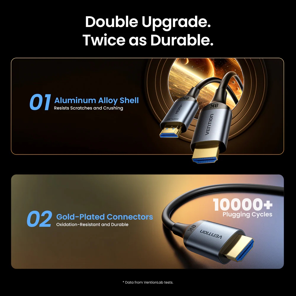 Кабель HDMI M - M, 50.0м, V2.1, Optical 8K 60Гц 48Gbps Aluminum Alloy, сірий Vention (ALTHX) на малюнкі №8