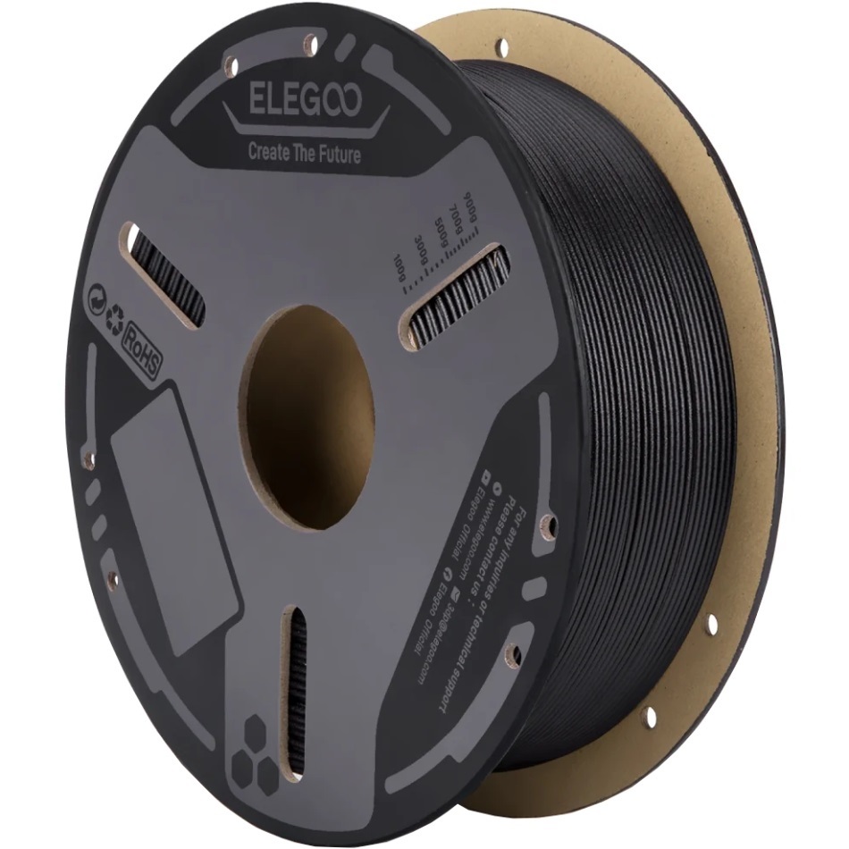 Пластик (Filament) ELEGOO PETG-GF 1кг, 1.75мм, скловолокно (50.203.0636) Чорний на малюнкі №1