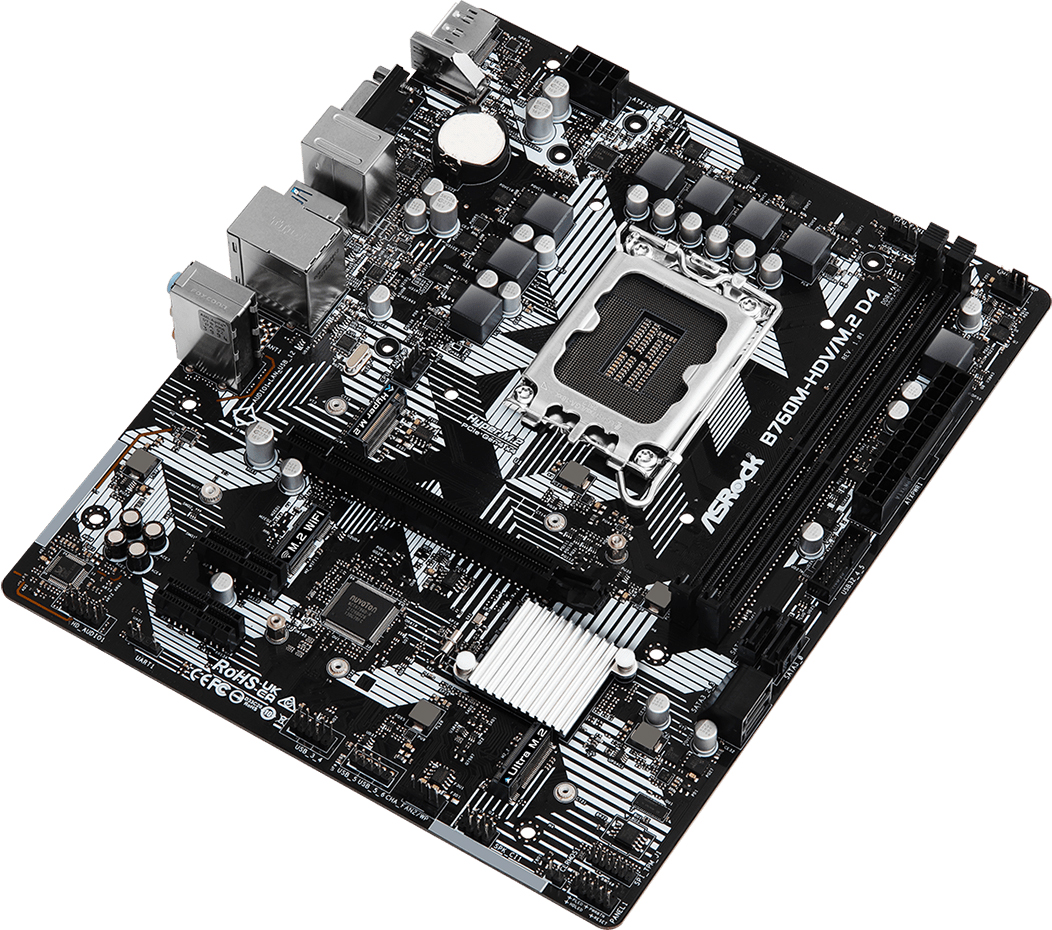 ASRock (1700/B760, 2*DDR4, 1xPCIex16, 4xSATA, 3xM.2, GLan, 7.1ch, mATX) (B760M-HDV/M.2 D4) на малюнкі №3